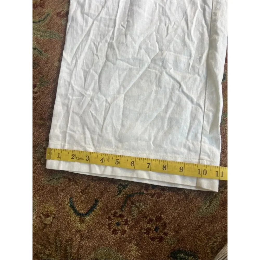 Banana Republic White Linen Wide Leg High Rise Pleated Pants Boho Euro Summer 6